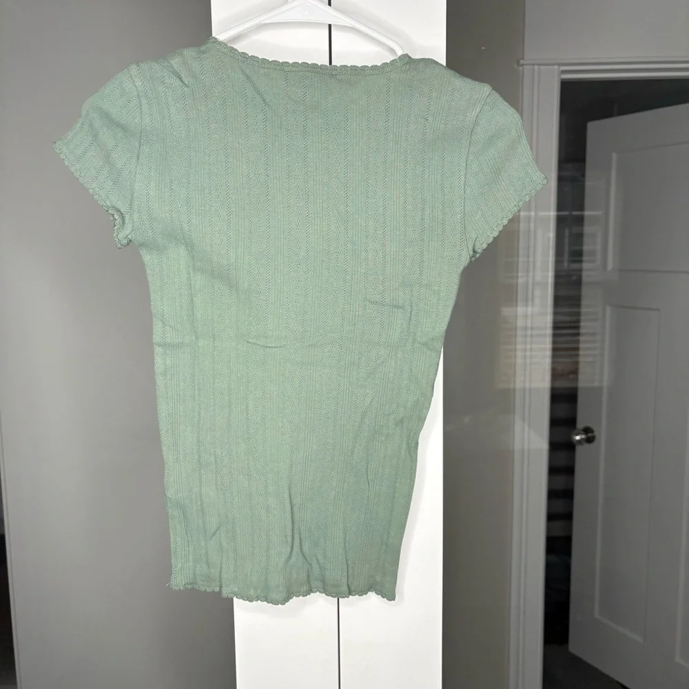 NWT J. Crew Pointelle Short-sleeve T-shirt Topiary Green